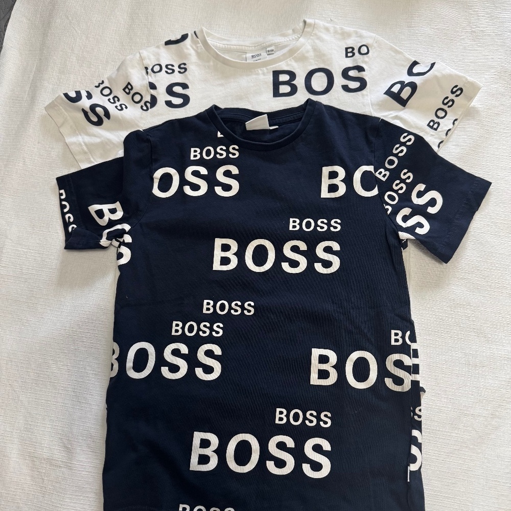 Boss Kids Black and White Logo Tees